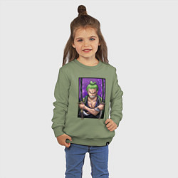 Свитшот хлопковый детский ВАН ПИС ЗОРО One Piece, цвет: авокадо — фото 2