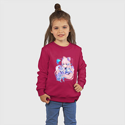 Свитшот хлопковый детский Задумчивая Кокоми, цвет: маджента — фото 2