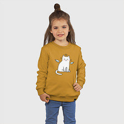 Свитшот хлопковый детский КОТИК АНГЕЛ CAT ANGEL, цвет: горчичный — фото 2