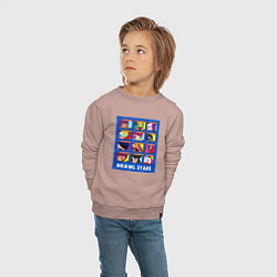 Свитшот хлопковый детский Бойцы Бравл Старс на синем фоне Про аккаунт 35 ран, цвет: пыльно-розовый — фото 2