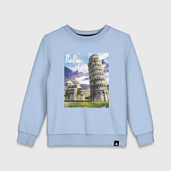 Свитшот хлопковый детский Италия Пизанская башня, цвет: мягкое небо