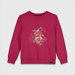 Свитшот хлопковый детский Нежные розовые цветы, цвет: маджента