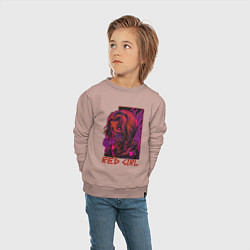 Свитшот хлопковый детский Красная девушка в маске, цвет: пыльно-розовый — фото 2