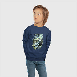 Свитшот хлопковый детский Череп с ирокезом, цвет: тёмно-синий — фото 2