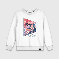 Свитшот хлопковый детский Дилюк, Кэйа, Тарталья, цвет: белый