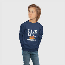 Свитшот хлопковый детский Live Love - Basketball, цвет: тёмно-синий — фото 2