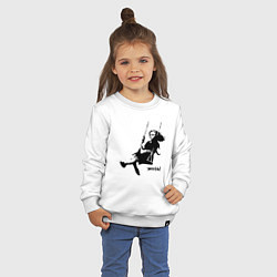 Свитшот хлопковый детский BANKSY БЭНКСИ девочка на качелях, цвет: белый — фото 2