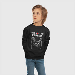 Свитшот хлопковый детский Red Hot Chili Peppers Рок кот, цвет: черный — фото 2