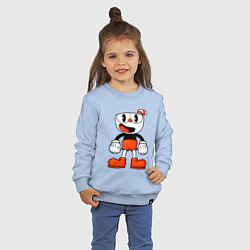 Свитшот хлопковый детский Cuphead красная чашечка, цвет: мягкое небо — фото 2