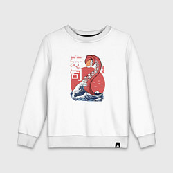 Свитшот хлопковый детский Kraken Kawaii Sushi, цвет: белый