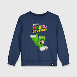 Свитшот хлопковый детский Luigi cat Super Mario 3D World Nintendo, цвет: тёмно-синий