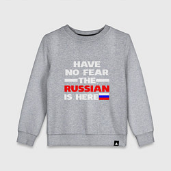 Свитшот хлопковый детский Не бойся, русский здесь, цвет: меланж
