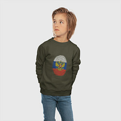 Свитшот хлопковый детский Россия - ДНК, цвет: хаки — фото 2