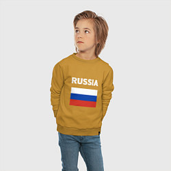 Свитшот хлопковый детский Russian Flag, цвет: горчичный — фото 2