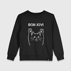 Свитшот хлопковый детский Bon Jovi Рок кот, цвет: черный