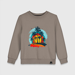 Свитшот хлопковый детский Рассвет и пальмы, цвет: утренний латте
