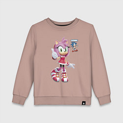 Свитшот хлопковый детский Sonic Amy Rose Video game, цвет: пыльно-розовый