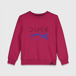 Свитшот хлопковый детский Super tuna jin, цвет: маджента
