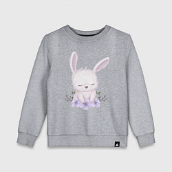 Свитшот хлопковый детский Милый Крольчонок С Цветочками, цвет: меланж