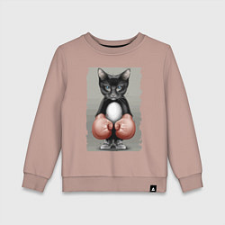 Свитшот хлопковый детский Крутой котяра в боксёрских перчатках Cool cat in b, цвет: пыльно-розовый