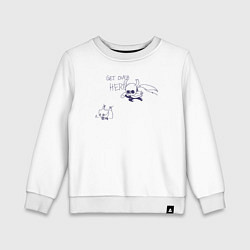 Свитшот хлопковый детский GET OVER HERE Hollow Knight, цвет: белый