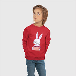 Свитшот хлопковый детский Милый Крольчонок В Очках С Подарком, цвет: красный — фото 2