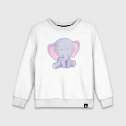 Свитшот хлопковый детский Милый Слонёнок В Предкушении, цвет: белый
