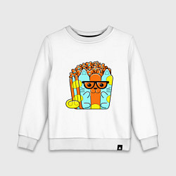Свитшот хлопковый детский CAT POPCORN, цвет: белый