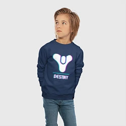 Свитшот хлопковый детский Destiny в стиле Glitch Баги Графики, цвет: тёмно-синий — фото 2