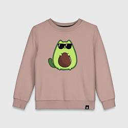 Свитшот хлопковый детский Avo cat o в очках, цвет: пыльно-розовый