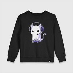 Свитшот хлопковый детский Котёнок игроман The kitten is a gambler, цвет: черный