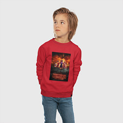 Свитшот хлопковый детский Очень странные дела, персонажи, цвет: красный — фото 2