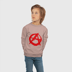 Свитшот хлопковый детский Символ анархии, цвет: пыльно-розовый — фото 2