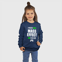 Свитшот хлопковый детский I Paused Mass Effect To Be Here с зелеными стрелка, цвет: тёмно-синий — фото 2