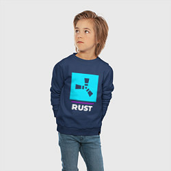 Свитшот хлопковый детский Символ Rust в неоновых цветах, цвет: тёмно-синий — фото 2