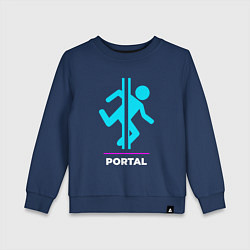 Свитшот хлопковый детский Символ Portal в неоновых цветах, цвет: тёмно-синий