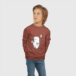 Свитшот хлопковый детский Boba bear, цвет: кирпичный — фото 2