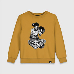 Свитшот хлопковый детский Bruce Lee - Vinyl Dj, цвет: горчичный