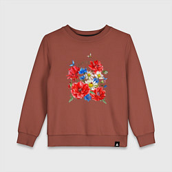 Детский свитшот Летний букет мак василек ромашка цветы лето