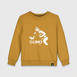 Свитшот хлопковый детский Sumo pixel art, цвет: горчичный