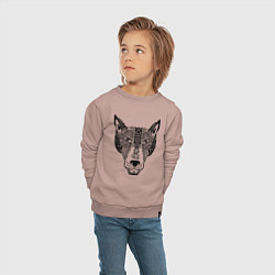 Свитшот хлопковый детский Орнаментальный волчара, цвет: пыльно-розовый — фото 2
