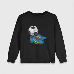 Свитшот хлопковый детский Футбольные бутсы, цвет: черный