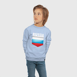 Свитшот хлопковый детский Russia Триколор России, цвет: мягкое небо — фото 2