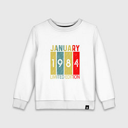 Свитшот хлопковый детский 1984 - Январь, цвет: белый