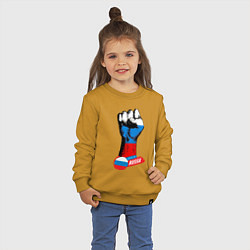 Свитшот хлопковый детский Сжатый кулак Made in Russia, цвет: горчичный — фото 2