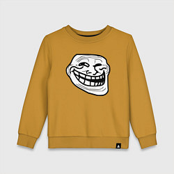 Свитшот хлопковый детский Тролльфейс улыбается мем, цвет: горчичный