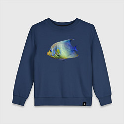 Свитшот хлопковый детский Тропическая разноцветная рыба, цвет: тёмно-синий