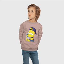 Свитшот хлопковый детский Барт Симпсон разговаривает по мобиле, цвет: пыльно-розовый — фото 2