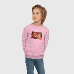 Свитшот хлопковый детский Пауэр и кошечка - человек бензопила, цвет: светло-розовый — фото 2