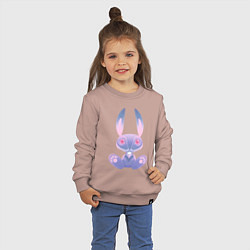 Свитшот хлопковый детский Кролик синий, цвет: пыльно-розовый — фото 2